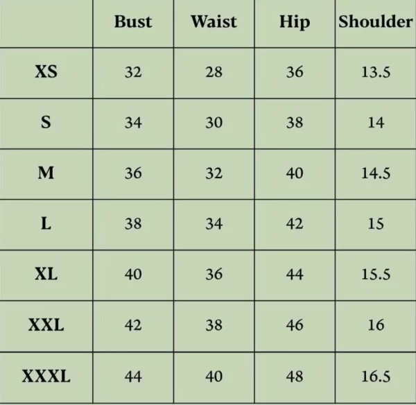 Size chart