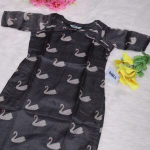 Eva Swan Print Kurti Black